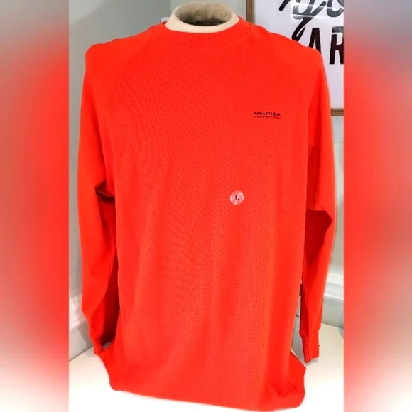 Nautica Shirts Nautica Competition Orange Long Sleeve Mens Top